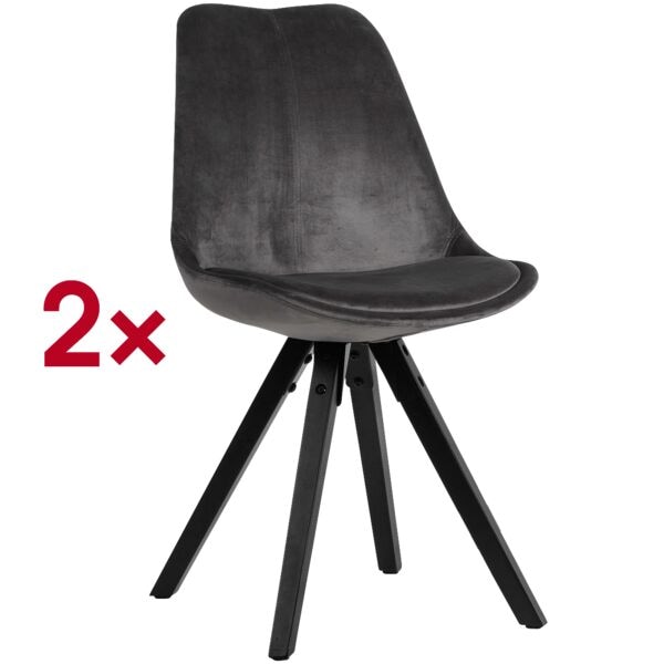 Wohnling 2er-Set Esszimmerstühle Stoffbezug schwarz Wohnling 2er-Set Esszimmerstühle Stoffbezug schwarz