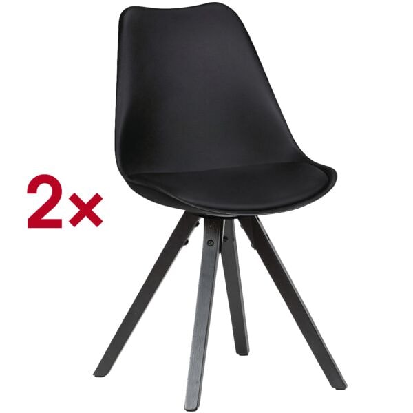 Wohnling 2er-Set Esszimmerstühle Kunststoff schwarz