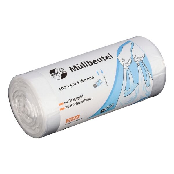 20 L Mllbeutel aus Recyclingmaterial mit Tragegriffen Deiss UNIVERSAL PLUS® transparent 40 Stck