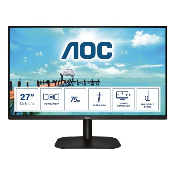 AOC 27B2H/EU IPS Monitor, 68,58 cm (27''), 16:9, Full HD, HDMI, VGA, 3,5-mm-Stecker