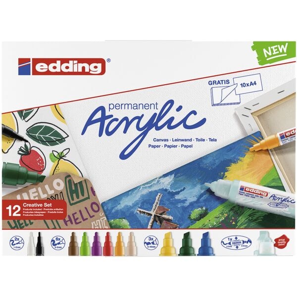 Edding 12er-Set Acrylstifte basic farbsortiert