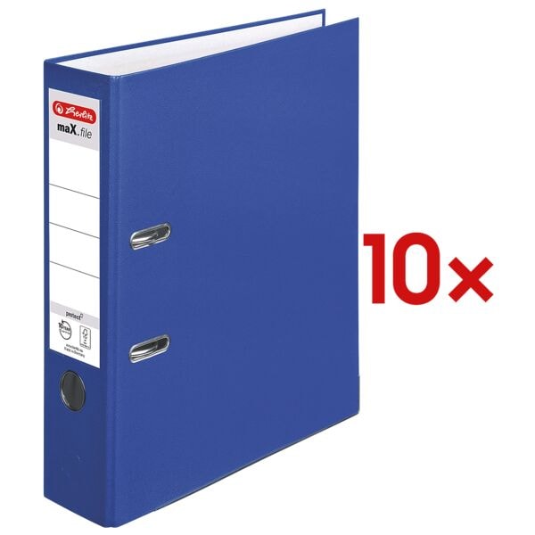 10x Ordner A4 Herlitz maX.file protect breit, einfarbig