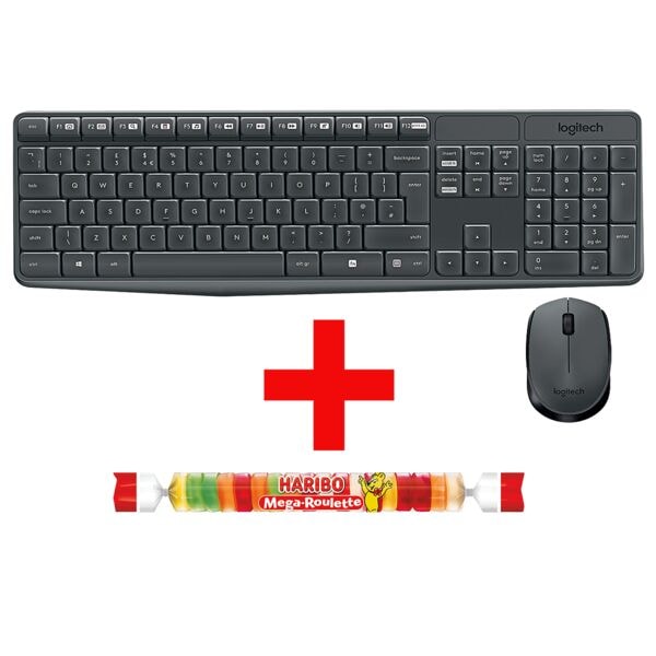 Logitech Kabelloses Desktop-Set »MK235« inkl. Fruchtgummi »Mega Roulette« 45 g Logitech Kabelloses Desktop-Set »MK235« inkl. Fruchtgummi »Mega Roulette« 45 g