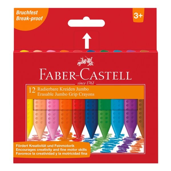 Faber-Castell 12er-Pack radierbare Kreide Jumbo Grip