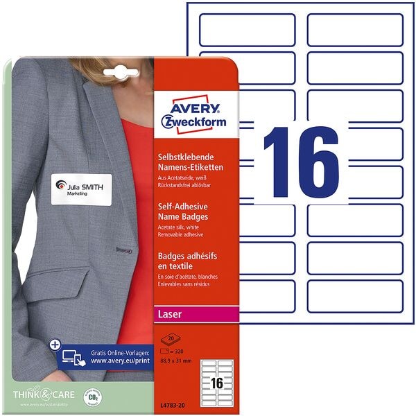 Avery Zweckform 320er-Pack Namensetiketten 89 x 31 mm weiß
