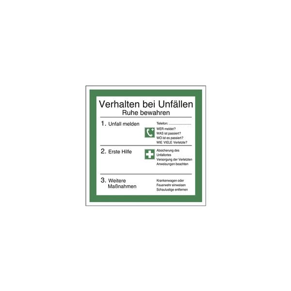 LimarLite Sicherheitsaushang »Verhalten bei Unfällen« 20 x 20 cm Folie (0,4 mm) LimarLite Sicherheitsaushang »Verhalten bei Unfällen« 20 x 20 cm Folie (0,4 mm)