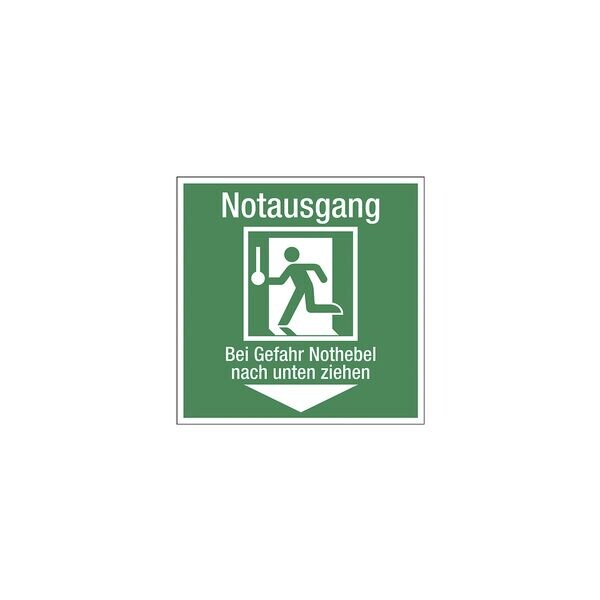 LimarLite Rettungszeichen »Notausgang - Bei Gefahr Nothebel nach unten ziehen« 20 x 20 cm Folie (0,4 mm)