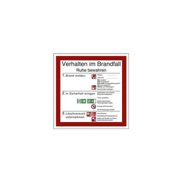 LimarLite Sicherheitsaushang Verhalten im Brandfall 20 x 20 cm Folie (0,4 mm)
