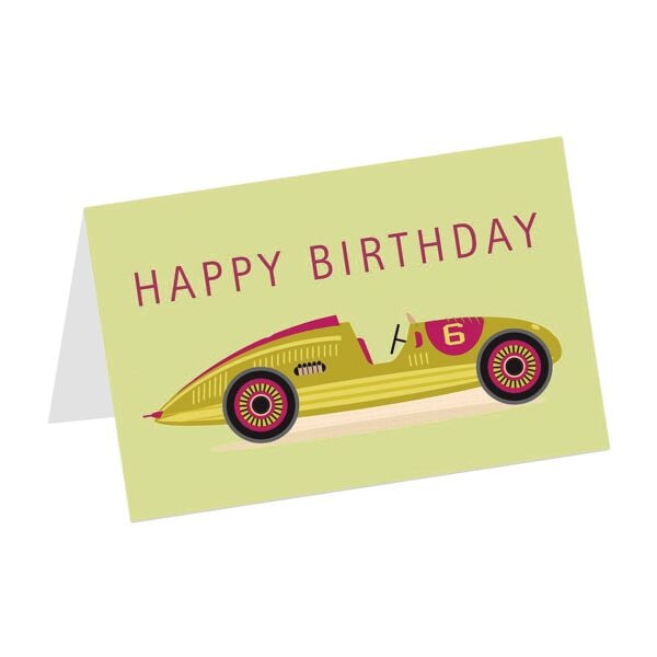 Geburtstagskarte LUMA KARTENEDITION Happy Birthday Oldtimer Rennauto, Sonderformat, mit Umschlag, 1 Stück