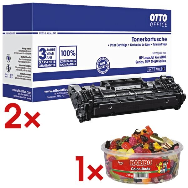 OTTO Office 2x Tonerpatrone ersetzt Hewlett Packard »CF 226 A« Nr.26A inkl. Fruchtgummi »Color-Rado« 750 g