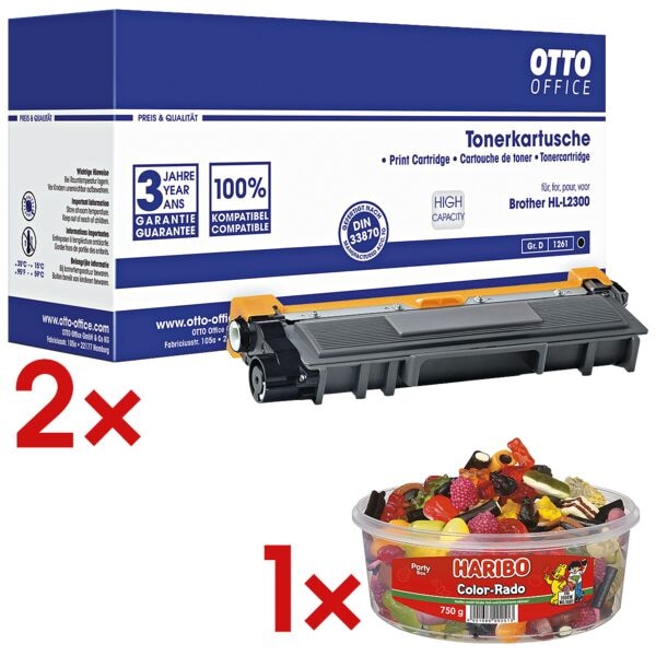 OTTO Office 2x Toner ersetzt Brother »TN-2320« inkl. Fruchtgummi »Color-Rado« Party Box 750 g