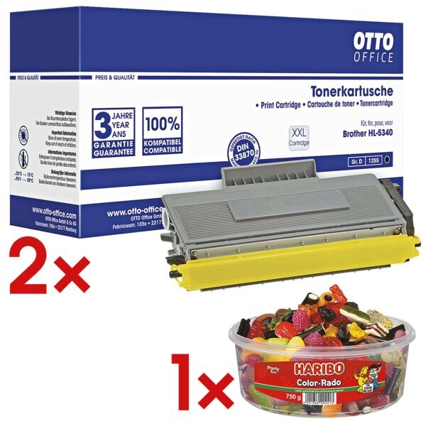 OTTO Office 2x Druckkassette ersetzt Brother »TN-3280« inkl. Fruchtgummi »Color-Rado« Party Box 750 g