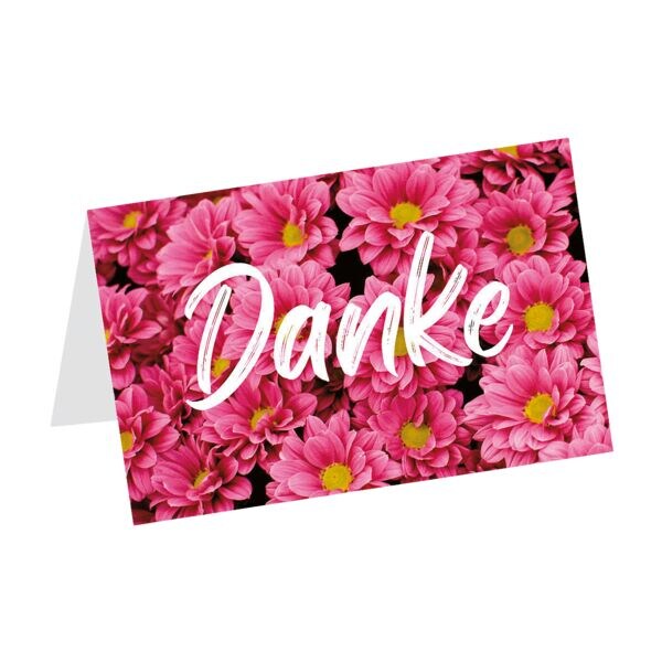Dankeskarte LUMA KARTENEDITION Danke rosa Blumen, Sonderformat, mit Umschlag, 1 Stck