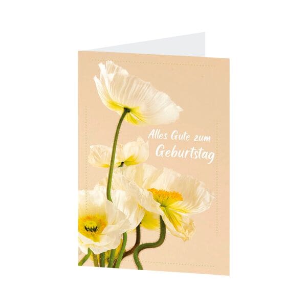 Geburtstagskarte LUMA KARTENEDITION Alles Gute zum Geburtstag Weißer Mohn, Sonderformat, mit Umschlag, 1 Stück