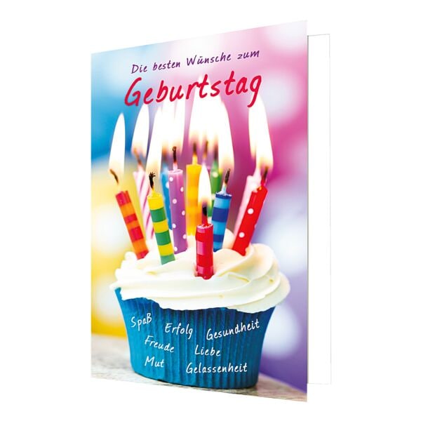 Geburtstagskarte LUMA KARTENEDITION Die besten Wnsche zum Geburstag Muffin, Sonderformat, mit Umschlag, 1 Stck