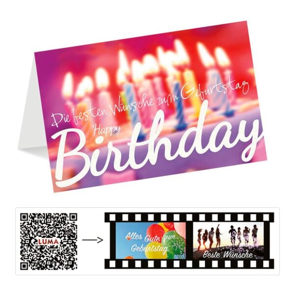 Geburtstagskarte LUMA KARTENEDITION Happy Birthday mit Film, Sonderformat, mit Umschlag, 1 Stck