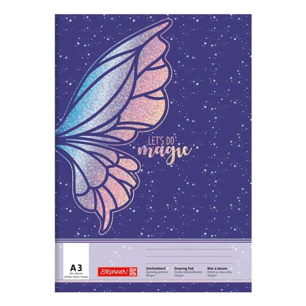 Brunnen Zeichenblock Magic Butterfly A3 100 g/m 20 Blatt