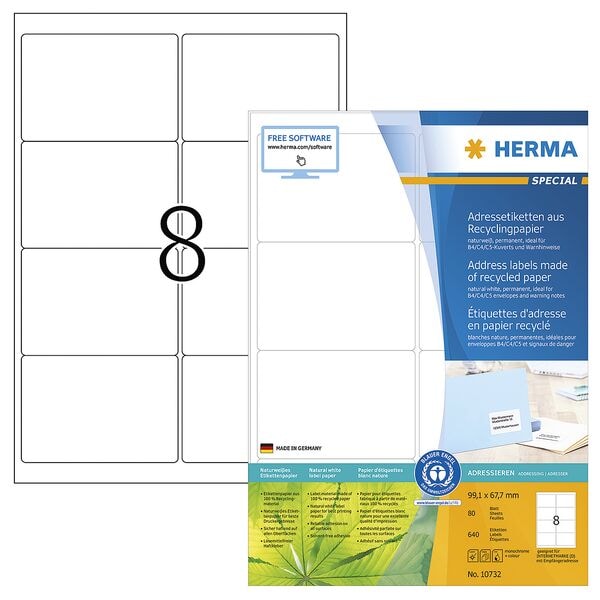 Herma 640x Universaletiketten - 99,1x67,7 mm - naturweiß Herma 640x Universaletiketten - 99,1x67,7 mm - naturweiß