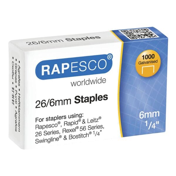 RAPESCO 1000er-Pack verzinkte Heftklammern 26/6mm