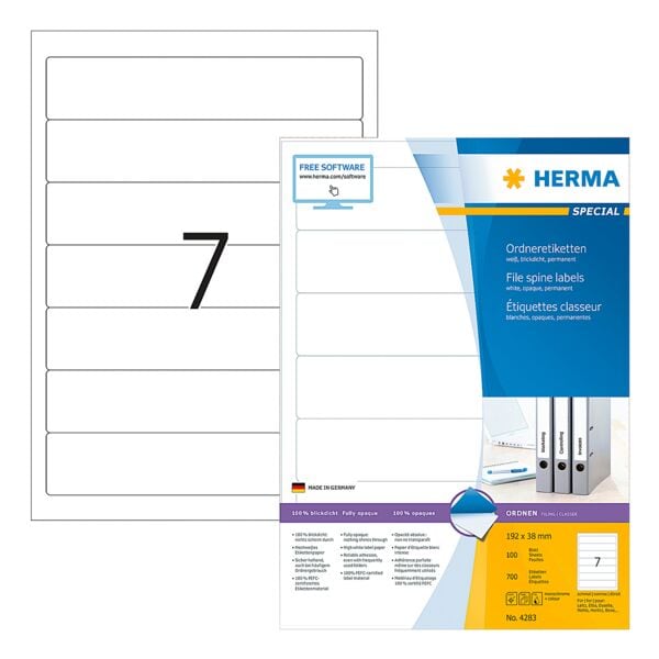 Herma Selbstklebende Ordnerrcken–Etiketten 700 Stck 38x192 mm