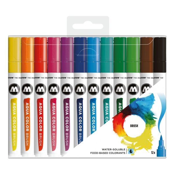 MOLOTOW 12er-Pack Marker Aqua Color Brush Basic-Set 1