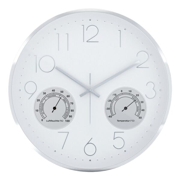 Mebus Quarz-Wanduhr mit Thermo-/ Hygrometer - 35 cm