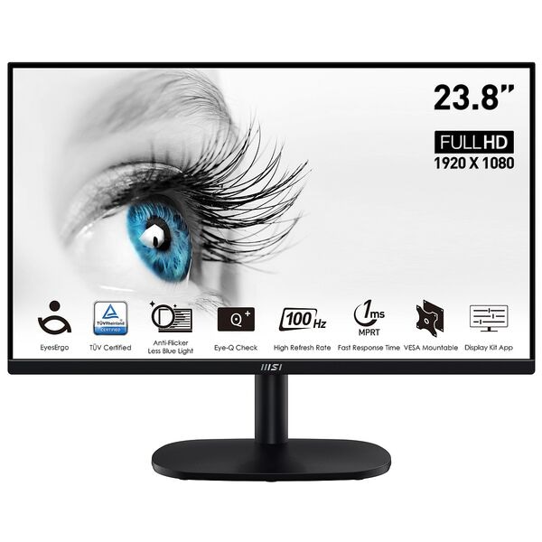 MSI PRO MP245VDE VA Monitor, 60 cm (23,6''), 16:9, Full HD, HDMI, VGA, D-Sub, 3,5-mm-Stecker, Audio Out