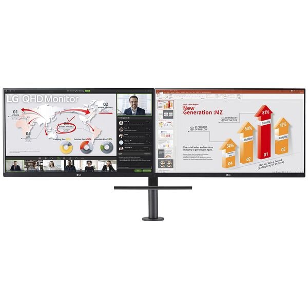 LG Ergo Dual 27QP88DP-BS IPS Monitor, 68,47 cm (27''), 16:9, WQHD, HDMI, USB, USB Typ C, DisplayPort, Kopfhrer-/Mikrofonkombinationsbuchse