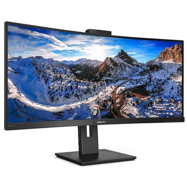 Philips 346P1CRH VA Monitor mit Webcam, 86,36 cm (34''), 21:9, WQHD, DisplayPort, HDMI, USB Typ C, USB, USB-C Dockingstation, 3,5-mm-Stecker, Ethernet (LAN), Audio Out