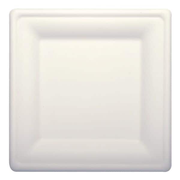 Papstar 100er-Pack Teller pure Zuckerrohr wei eckig - 26 x 26 cm
