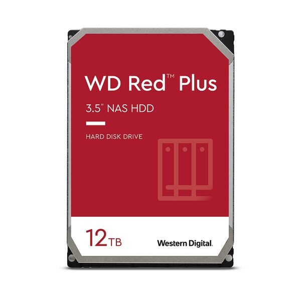 Western Digital RED Plus NAS 12 TB, interne HDD-Festplatte mit NAS, 8,9 cm (3,5 Zoll)