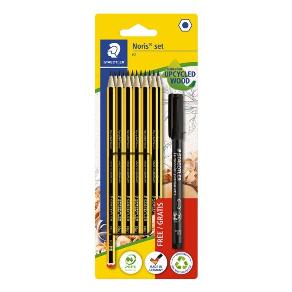 Bleistift-Set STAEDTLER Noris 120 HB (12 Stück), HB, ohne Radiergummi inkl. gratis Permanentmarker Lumocolor F schwarz Bleistift-Set STAEDTLER Noris 120 HB (12 Stück), HB, ohne Radiergummi inkl. gratis Permanentmarker Lumocolor F schwarz