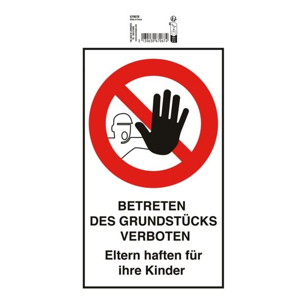 EXACOMPTA Verbotsschild Betreten des Grundstcks verboten 15x25 cm