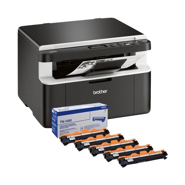 Brother DCP-1612WVB mit 5 Tonerkassetten schwarz Multifunktionsdrucker A4 mit WLAN schwarz wei Laserdrucker