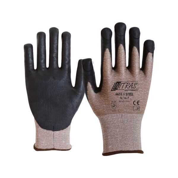 NITRAS&reg; Arbeitshandschuhe 6655 Spezialgarn, PU, Gr��e XXL braun / schwarz