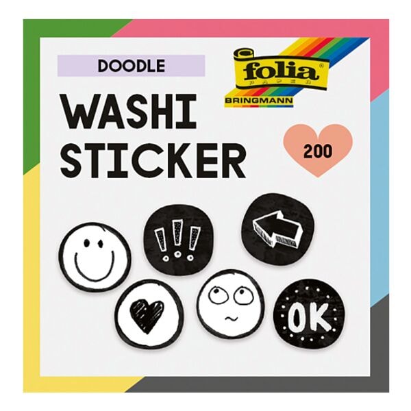 folia 200er-Pack Washi Sticker »DOODLES«