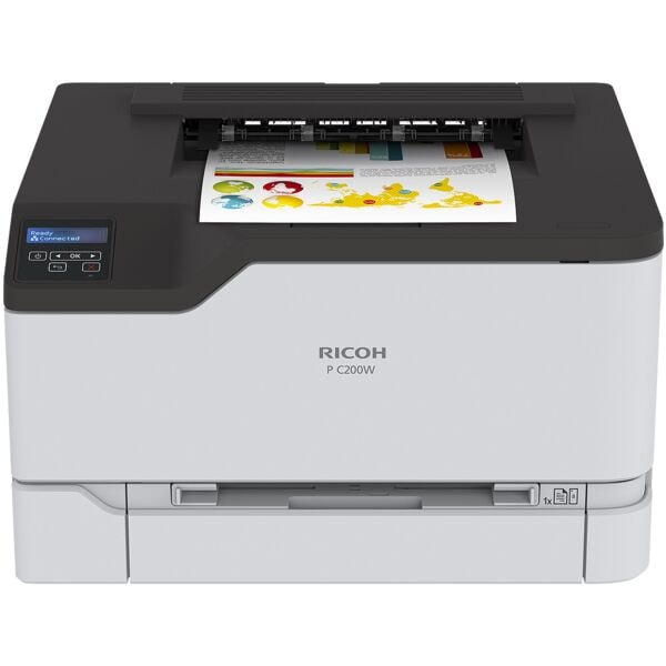 Ricoh P C200W Laserdrucker, A4 Farb-Laserdrucker, 2400 x 600 dpi, mit WLAN und LAN