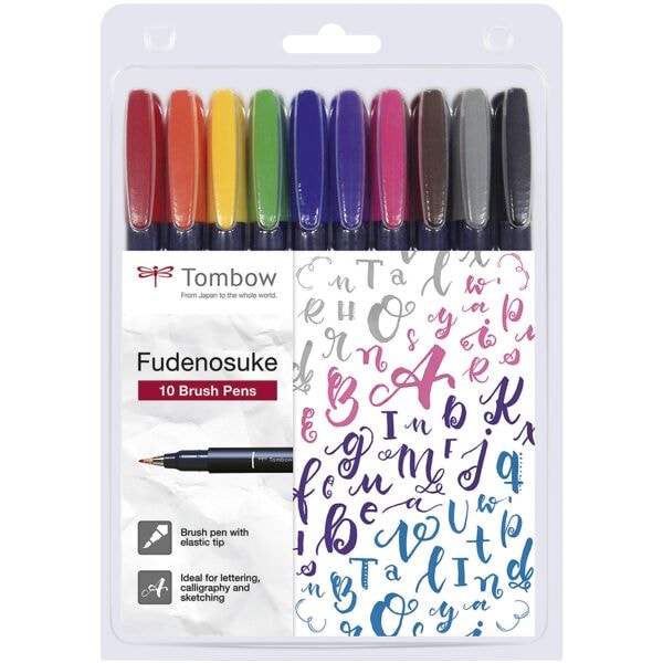 Tombow 10er-Pack Brush-Pens Fudenosuke