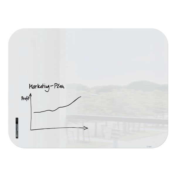 Sigel Glas-Whiteboard mit abgerundeten Ecken Artverum, 120 x 90 cm