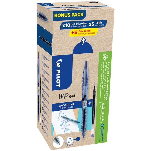 Pilot 10er-Pack Gelschreiber Bottle 2 Pen + 5 Gelschreiberminen