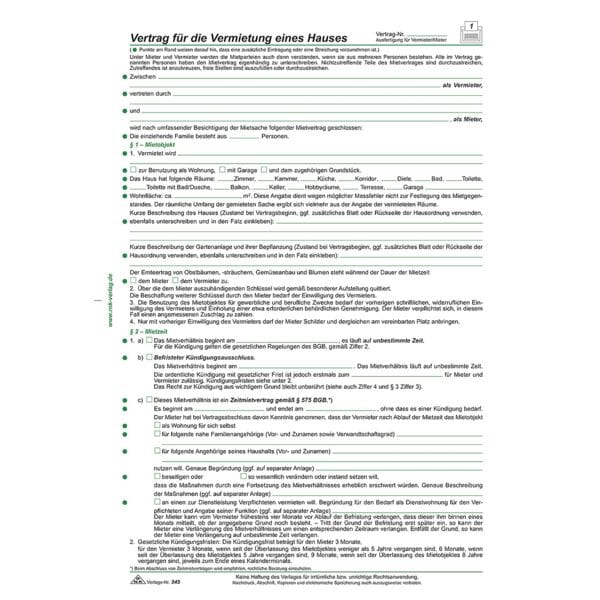 RNK-Verlag 10er-Pack Mietvertrge fr Huser 545/10