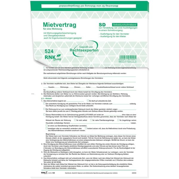 RNK-Verlag 10er-Pack Mietvertrge fr Wohnungen 524/10