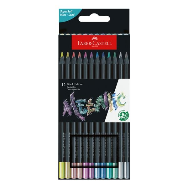 Faber-Castell (Schule) 12er-Set Buntstifte Black Edition Metallic