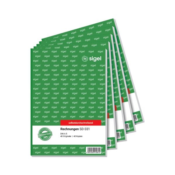 Sigel 4+1 Aktion: 5x Formularbuch »Rechnungen« SD 031