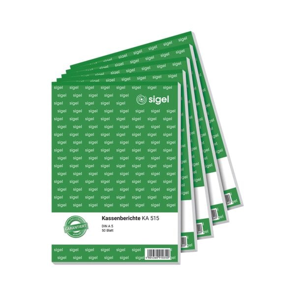 Sigel 4+1 Aktion: 5x Formularbuch Kassenberichte A5