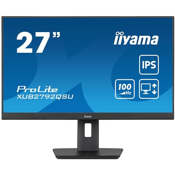 Iiyama ProLite XUB2792QSU-B6 IPS Monitor, 68,5 cm (27''), 16:9, WQHD, HDMI, DisplayPort, DVI, Audio Jack, 4x USB Iiyama ProLite XUB2792QSU-B6 IPS Monitor, 68,5 cm (27''), 16:9, WQHD, HDMI, DisplayPort, DVI, Audio Jack, 4x USB