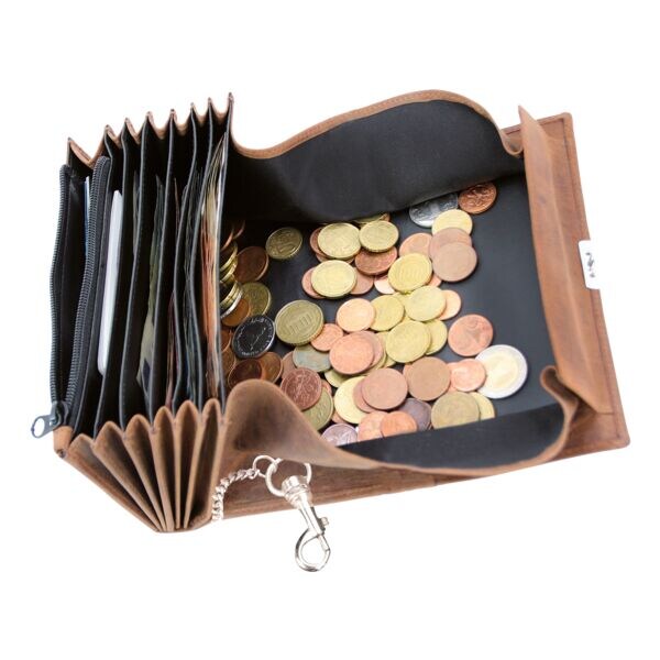 Alassio Kellnerb�rse mit Metallkette - Leder braun