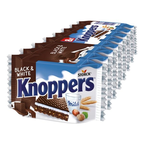 Knoppers 8er-Pack Waffelschnitte Knoppers Black & White 200g