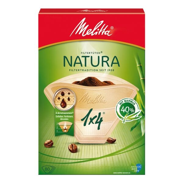Melitta Filtertten® Natura 1x4 braun 80 Stck