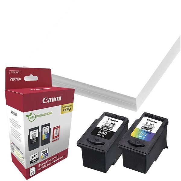 Canon Value Pack: Tintenpatronen-Set »PG-560+CL-561 + GP-501 Valuepack« inkl. 50 Blatt Fotopapier 10x15 cm